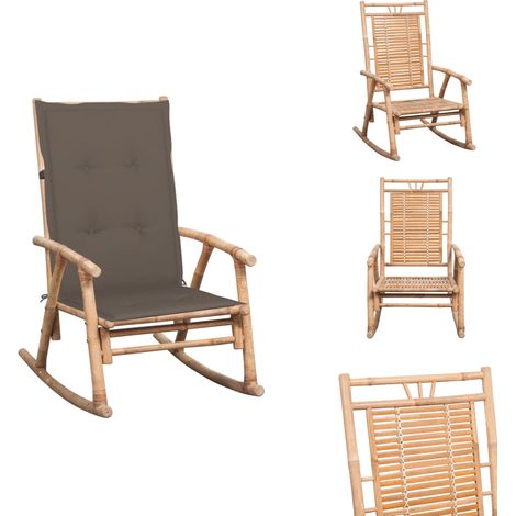 Chaise à bascule avec coussin Bambou - Chaise À Bascule - Chaise De Jardin - Mobilier De Jardin - Meubles De Jardin - Fauteuil En Bambou (1/5)
