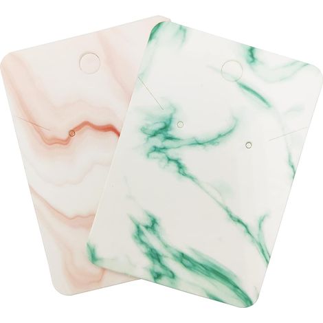 200 tarjetas de presentación de papel Kraft para pendientes, tarjeteros para empaquetar collares, pendientes y joyas (verde, rosa)