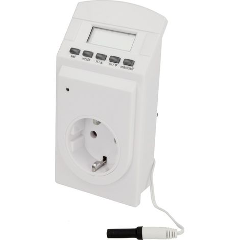 Prise thermostatique programmable pour prise Schuko, 25V, blanc
