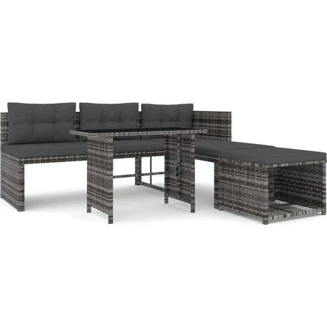 Maison Exclusive - Set da Pranzo da Giardino 4 pz con Cuscini in Polyrattan Grigio (1/5)