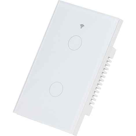 Tuya Zigbee 2-Tasten-Touch-Wandschalter (USA), sprachkompatibel, Fernbedienung, Weiß, AC 100–240 V (1/5)