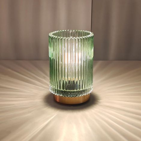 Lampe de table Ambient, lampe de table avec abat-jour en verre, lampe de chevet rechargeable avec ampoule LED, lampe décorative pour le salon et la salle de bain, verte (1/5)