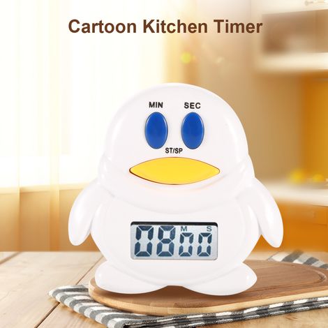 Minuteur de cuisine numérique LCD à écran digital, minuteur électronique mignon manchot pour cuisson et pâtisserie, aide pratique de comptage à rebours (1/3)