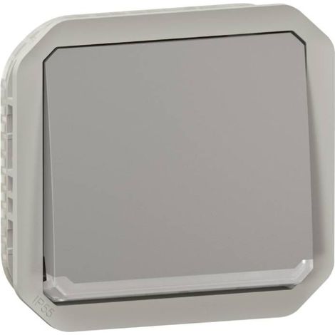Poussoir NO-NF lumineux Plexo composable gris (069536L) (1/4)