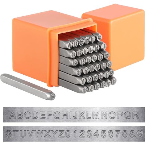 37 Stück Buchstaben- und Zahlen-Stanzer, 3 mm, Metallstanzer (A–Z, 0–9 und Liebessymbol) zum Stempeln von Metall, Schmuck, Leder, Holz