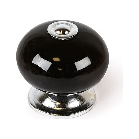 Blister con 4 pomos redondos para mueble fabricado en porcelana acabado negro mod. e517 ø40mm rei (1/3)