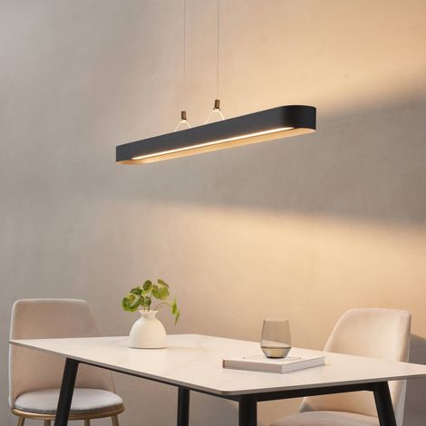 Schwarze ovale Pendelleuchte 115 cm mit dimmbarer LED-Beleuchtung - Oswin (1/5)