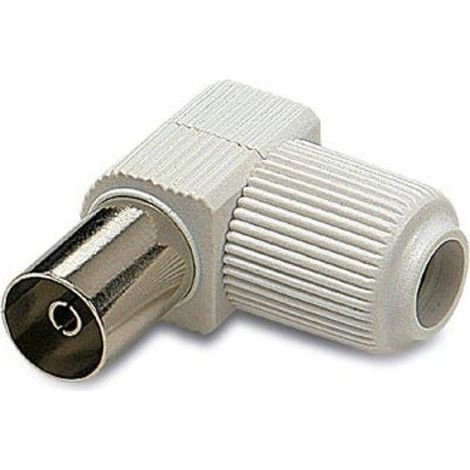 FPLUS conector tv.9.5mm.aco.hembra , Clavija de TV acodada para una mejor instalación, tipo hembra.