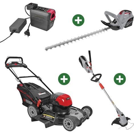 Lot de 3 outils de jardin Taille-haie + Coupe-bordure + Tondeuse tractée à gazon