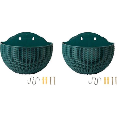 Pot de fleurs semi-circulaire vert foncé fixé au mur, pot de fleurs paresseux-- (1/5)