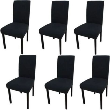 Housse de chaise - Noname - Lot de 6 - Extensible - Lavable - Moderne - Noir (1/4)