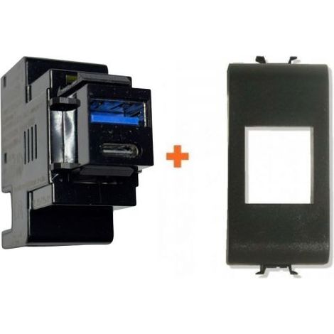 Perry presa USB A + C 3A compatibile Gewiss Chorus nero - 1MCUSB002A