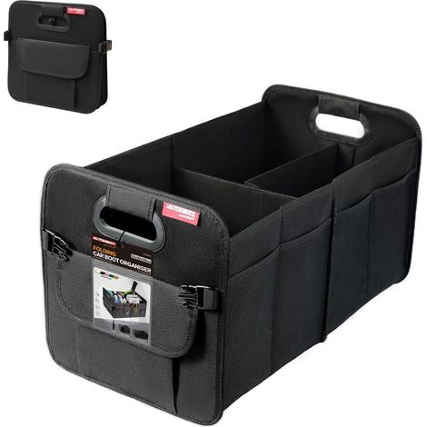Organisateur de coffre de voiture pliable 55L, tissu Oxford imperméable, compartiments amovibles, noir (1/5)