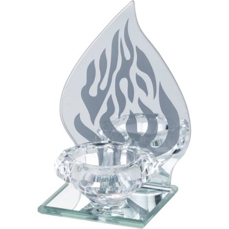Bougeoir Chandelier en Cristal Argenté Design Flamme Décoration d'Intérieur 6,5 x 7 x 12,5 cm - PANGIVO (1/2)