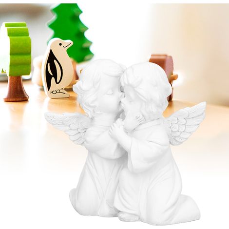 Statue d'Ange en Résine Synthétique Blanche, Forme d'Étreinte, Décoration de Bureau (1/5)