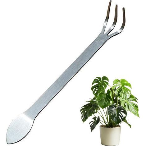 Stainless steel 3-pronged bonsai rake for loosening soil, bonsai tools with ergonomic handle, gardening tools (1/2)