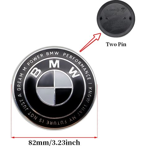 (1 pièce, 82 mm, 2 broches, Chine continentale) - Convient pour BMW : logo Thunder noir et blanc, emblème de capot avant, badge arrière, cache-moyeu de roue, autocollant de volant (1/5)