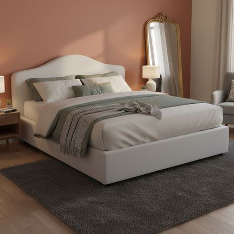 Lit double Akym, Matelas inclus, Fabriqué en Italie, Blanc (1/5)