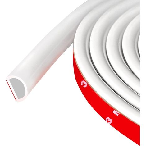 Joint de porte en silicone autocollant en forme de D,blanc (14 x 12 mm,6 m) – Isolation porte/fenêtre,étanche et anti-bruit (1/5)