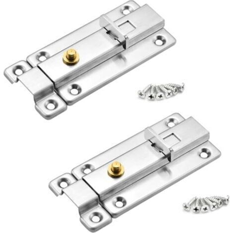 ALLIANDISLot de 2 serrures de sécurité en acier inoxydable de 4 pouces avec vis pour tous types de portes intérieures (rebond automatique) (1/5)