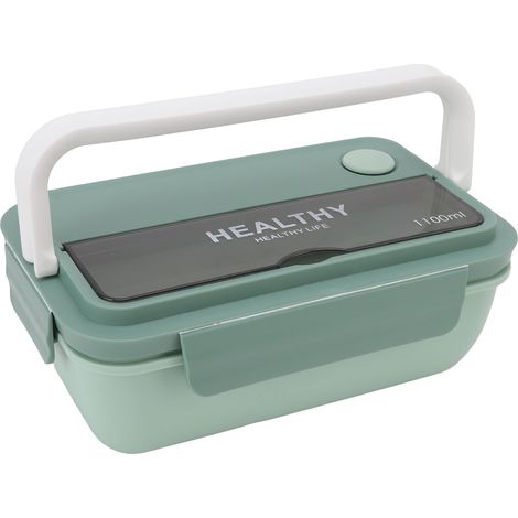 Boîte à lunch isotherme portable de 1100 ml, grande capacité, étanche, idéale pour les salades au bureau (vert). (1/5)