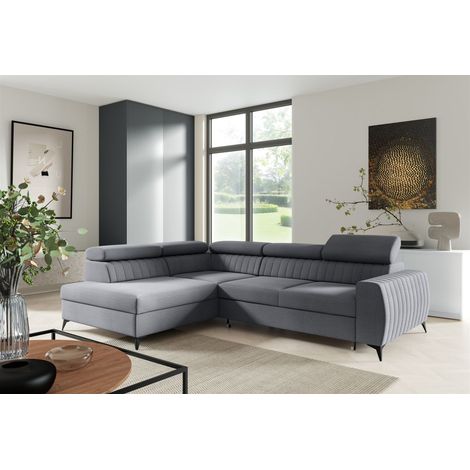 Ecksofa Schlafsofa Sofa TORONTO Stoff Element Grau Ottomane Links (1/4)
