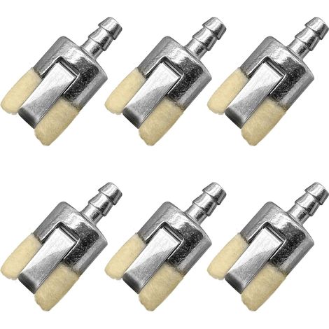6 - Filtre à carburant - Accessoire débroussailleuse - Compatible moteurs 2 temps - Pour tuyau 5mm - Noir - 0,2x1cm (1/4)