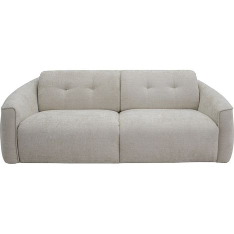 Canapé 3 places convertible express en tissu texturé beige - Couchage 140 cm - Matelas 16 cm mémoire de forme ASUFA (1/4)