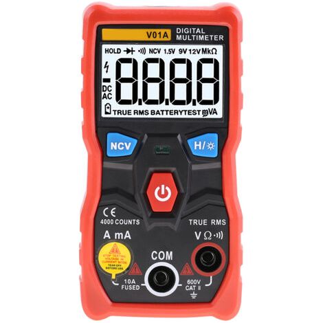Multimètre numérique ANENG V01A à gamme automatique True RMS, testeur de courant AC/DC, tension et ohms (rouge) (1/5)