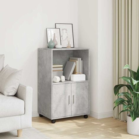vidaXL Mobiletto con Ruote Grigio Cemento 55x40x91 cm in