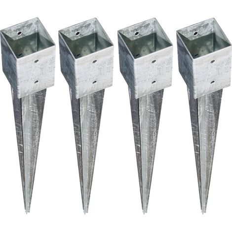 BURI 4x Bodenhülse Einschlagbodenhülse 7x7 cm Einschlaghülse Pfostenträger verzinkt (1/2)