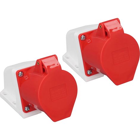Vendu par lot de 2 : prise industrielle étanche IP44 à montage en surface, 5 broches, 32 A, 220-380 V/240-415 V (1/5)