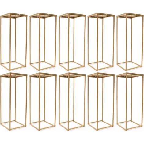 10pcs Gold Metal Flower Pots Wedding Flower Pots Wedding Plants Flower Floor Vase Column Display Removable Geometric Vase