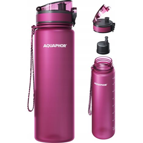 Borraccia filtrante grande Aquaphor City da 0,8 litri, colore bordeaux, ideale per l'allenamento. (1/5)