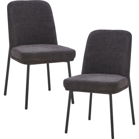 KAYNA Lot de 2 chaises en tissu gris foncé pieds en métal noir (1/5)