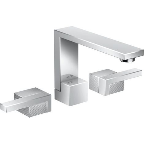 Mélongeur lavabo 130 3 trou s, coupe diamant, bonde push-open chroméé