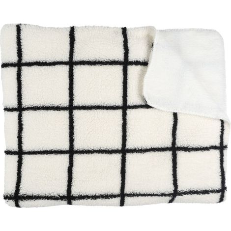 Plaid Sherpa à Carreaux "Crush" 130x160cm Blanc (1/4)