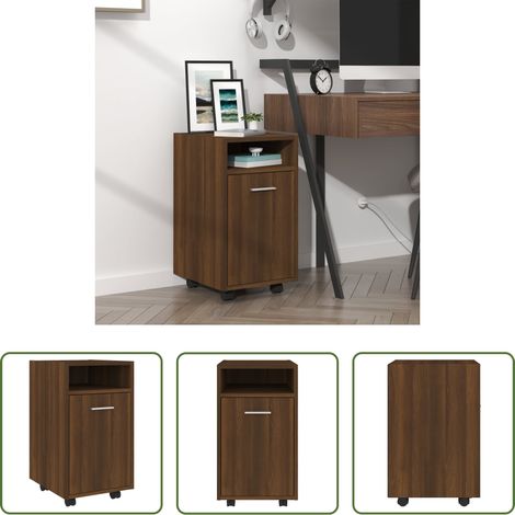 vidaXL Beistellschrank Braun -  Beistellschrank mit Rollen Braun Eichen-Optik 33x38x60 cm (1/5)