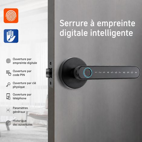 Serrure intelligente T8 gris canon à empreinte, code, Bluetooth et clé t8 réf 0614 25,8 × 17,8 × 7,3 cm 973 g – Livraison gratuite