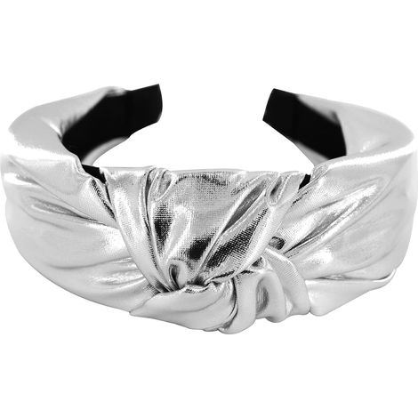 Fascia larga con nodo metallico - Fascia/accessorio per capelli da donna in metallo (argento) (1/3)
