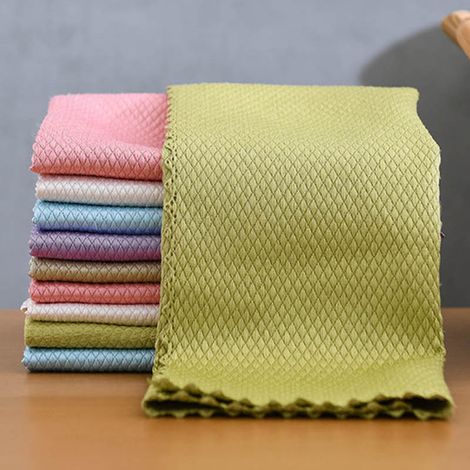 Chiffon à récurer en forme d'écailles de poisson, chiffon sans eau pour vitres, torchon de cuisine épais, chiffon de table absorbant épais, éponge à récurer 4040 (1/5)