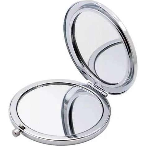 Miroir de poche grossissant 2x1x pour sac à main, mini miroir de maquillage double face pliable HREW, idéal pour le sac à main, la poche et les voyages, or, argent (1/5)