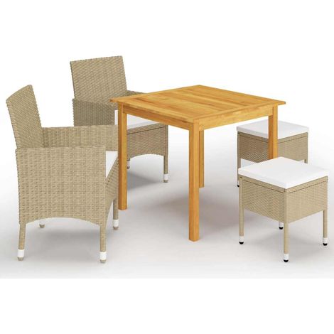 vidaXL Juego de comedor de jardín de 5 piezas beige (1/4)