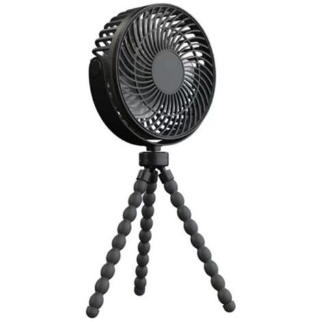 Pair - Ventilateur de poussette à piles, trépied flexible à clipser avec 3 vitesses et ventilateur personnel rotatif pour siège de voiture, berceau, vélo, tapis roulant (noir) (1/5)