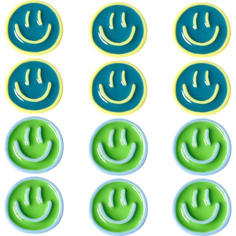 12 aimants pour réfrigérateur, résine, motif sourire, 15 mm, usage salle de classe cuisine bureau (1/5)