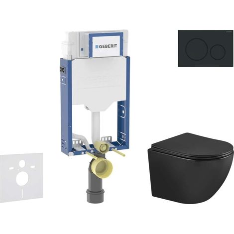Geberit Kombifix - Set de bâti-support, cuvette Oudee et abattant softclose, plaque de déclenchement Sigma20, noir mat/noir SANI15CA5505 (1/5)