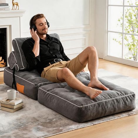 [MJ] Poltrona a sacco Lazy Sofa, divano letto pieghevole, sedia letto pieghevole da pavimento futon, comode poltrone lounge convertibili portatili per soggiorno e camera da letto. (1/5)