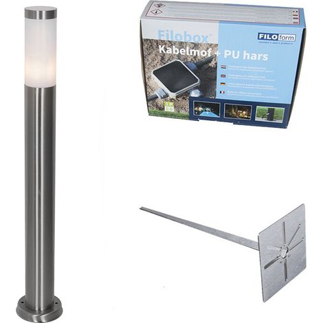 Moderne Außen-Mastleuchte Stahl mit Opal 80 cm IP44 - Rox