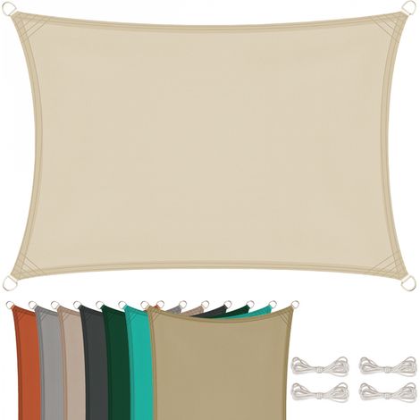 Voile d'ombrage rectangulaire pour terrasse, jardin, toile imperméable et résistant UV - 4 x 5 m - Beige - Linxor