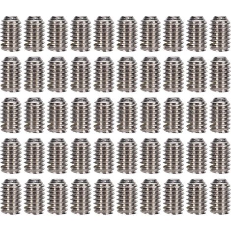 Lot de 50 vis sans tête en acier inoxydable A2-70, assortiment de vis sans tête, kit de quincaillerie et de fixations, M2,5 x 4 (1/5)